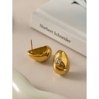 1 Pair Simple Style Classic Style Water Droplets Plating Inlay 316 Stainless Steel  Zircon 18K Gold Plated Ear Studs main image 2