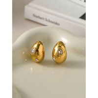 1 Pair Simple Style Classic Style Water Droplets Plating Inlay 316 Stainless Steel  Zircon 18K Gold Plated Ear Studs main image 4