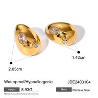 1 Pair Simple Style Classic Style Water Droplets Plating Inlay 316 Stainless Steel  Zircon 18K Gold Plated Ear Studs sku image 1