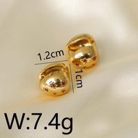 1 Piece Modern Style Simple Style Commute Round Star Heart Shape Plating Inlay 304 Stainless Steel Zircon 18K Gold Plated Earrings sku image 6