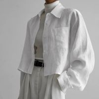 Women's Blouse Long Sleeve Blouses Button Streetwear Solid Color main image 2