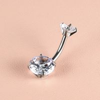 1 Piece Belly Rings IG Style Shiny Round Star Heart Shape 302 Stainless Steel Inlay Diamond Zircon Belly Rings sku image 3