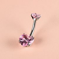 1 Piece Belly Rings IG Style Shiny Round Star Heart Shape 302 Stainless Steel Inlay Diamond Zircon Belly Rings sku image 4