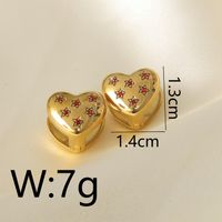 1 Piece Modern Style Simple Style Commute Round Star Heart Shape Plating Inlay 304 Stainless Steel Zircon 18K Gold Plated Earrings sku image 1