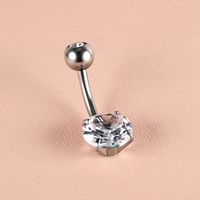 1 Piece Belly Rings IG Style Shiny Round Star Heart Shape 302 Stainless Steel Inlay Diamond Zircon Belly Rings sku image 1