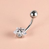 1 Piece Belly Rings IG Style Shiny Round Star Heart Shape 302 Stainless Steel Inlay Diamond Zircon Belly Rings sku image 2
