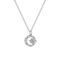 Sterling Silver Elegant Simple Style GRA Certificate Plating Moon Moissanite Zircon Pendant Necklace main image 5