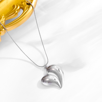 304 Stainless Steel 18K Gold Plated Modern Style Simple Style Classic Style Heart Shape Earrings Necklace sku image 3