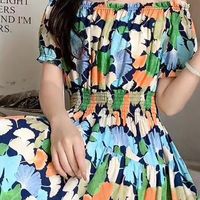 Women's Tea Dress Casual Elegant Vacation Boat Neck Elastic Waist Hollow Out Short Sleeve Leaves Midi Dress Casual Outdoor Daily main image 3