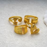 Copper Brass Gold Plated Elegant Vintage Style Luxurious Inlay Heart Shape Zircon Open Rings main image 1