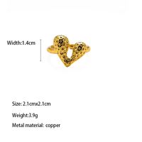 Copper Brass Gold Plated Elegant Vintage Style Luxurious Inlay Heart Shape Zircon Open Rings main image 2