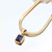 304 Stainless Steel Simple Style Inlay Solid Color Natural Stone Pendant Necklace main image 4
