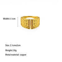 Copper Brass Gold Plated Elegant Vintage Style Luxurious Inlay Heart Shape Zircon Open Rings sku image 2