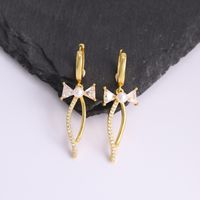 Copper 18K Gold Plated IG Style Sweet Plating Inlay Bow Knot Artificial Pearls Zircon Jewelry Set main image 9