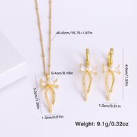 Copper 18K Gold Plated IG Style Sweet Plating Inlay Bow Knot Artificial Pearls Zircon Jewelry Set main image 2