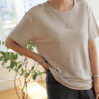 Women's T-shirt Short Sleeve T-Shirts Casual Solid Color main image 1