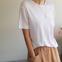 Women's T-shirt Short Sleeve T-Shirts Casual Solid Color main image 4