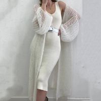 Women's Cardigan Long Sleeve Sweaters & Cardigans Vacation Solid Color main image 5