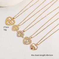 Wholesale Vintage Style Simple Style Commute Heart Shape Copper Plating Inlay 14K Gold Plated Zircon Pendant Necklace main image 6