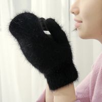 Korean Solid Color Rabbit Wool Gloves Wholesale Nihaojewelry main image 7