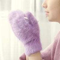 Korean Solid Color Rabbit Wool Gloves Wholesale Nihaojewelry main image 4