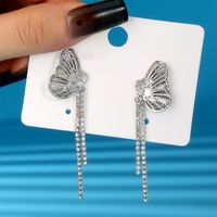 1 Paire Glamour Dame Brillant Papillon Papillon Le Cuivre Boucles D'oreilles main image 4