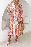 Women's Regular Dress Vacation V Neck Long Sleeve Ditsy Floral Maxi Long Dress Beach main image 4