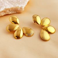 1 Pair Elegant Luxurious Simple Style Flower Plating 304 Stainless Steel Ear Studs main image 3