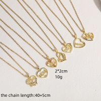 Wholesale Vintage Style Simple Style Heart Shape Copper Plating Inlay 14K Gold Plated Zircon Pendant Necklace main image 6
