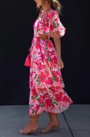 Women's Regular Dress Vacation Square Neck Ruffles Short Sleeve Ditsy Floral Maxi Long Dress Holiday Beach main image 3