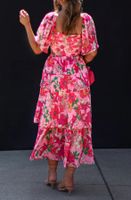 Femmes Robe Régulière Vacances Col Carré Froufrous Manche Courte Petites Fleurs Maxi Longue Robe Vacances Plage main image 2