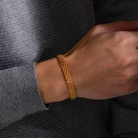 Simple Style Commute Mesh 201 Stainless Steel Plating Braid 18K Gold Plated Men's Bracelets main image 4