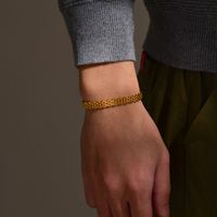 Simple Style Commute Mesh 201 Stainless Steel Plating Braid 18K Gold Plated Men's Bracelets main image 6