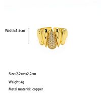 Copper Gold Plated Classical Retro Luxurious Plating Solid Color Zircon Open Rings main image 2