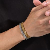 Simple Style Commute Mesh 201 Stainless Steel Plating Braid 18K Gold Plated Men's Bracelets main image 5