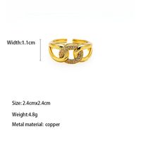 Copper Gold Plated Classical Retro Luxurious Plating Solid Color Zircon Open Rings sku image 2