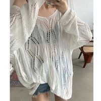 Women's Knitwear Long Sleeve Sweaters & Cardigans Preppy Style Vacation Solid Color main image 1