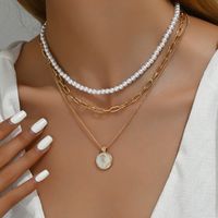 Casual Formal Solid Color Iron Beaded Women's Three Layer Necklace main image 2