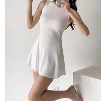 Women's Bodycon Dress Preppy Style Simple Style Round Neck Sleeveless Solid Color Knee-Length Holiday Daily main image 2
