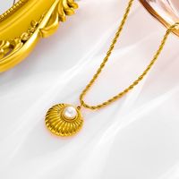 304 Stainless Steel 18K Gold Plated Simple Style Classic Style Inlay Solid Color Artificial Pearls Earrings Necklace main image 2