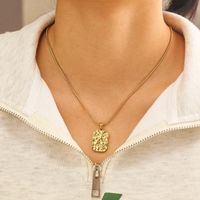 304 Stainless Steel 18K Gold Plated Vintage Style Simple Style Plating Irregular Pendant Necklace main image 2