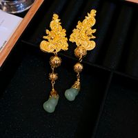 1 Pair Vintage Style Luxurious Flower Patchwork Alloy Drop Earrings main image 5