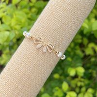 Wholesale Jewelry Sweet Simple Style Classic Style Bow Knot Artificial Pearl Copper Artificial Pearls Copper Zircon 18K Gold Plated Plating Inlay Bracelets sku image 3