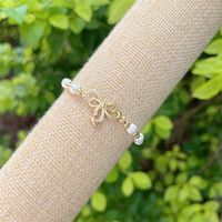 Wholesale Jewelry Sweet Simple Style Classic Style Bow Knot Artificial Pearl Copper Artificial Pearls Copper Zircon 18K Gold Plated Plating Inlay Bracelets sku image 1