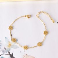 Simple Style Classic Style Flower Titanium Steel Gold Plated Bracelets In Bulk sku image 6