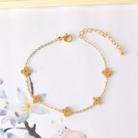 Simple Style Classic Style Flower Titanium Steel Gold Plated Bracelets In Bulk sku image 7