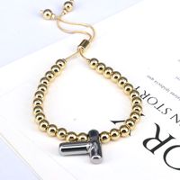Copper Gold Plated Vintage Style Simple Style Plating Letter Bracelets main image 7