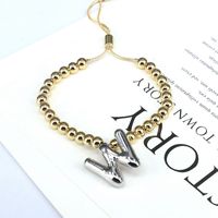 Copper Gold Plated Vintage Style Simple Style Plating Letter Bracelets main image 4