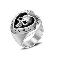 Retro Funny Skull 304 Stainless Steel Polishing Men's Rings sku image 1