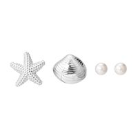1 Set Simple Style Classic Style Starfish Inlay Zinc Alloy Pearl Ear Studs main image 5